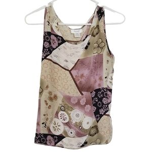 1272 * Dorman Silk Patchwork Tank Tan Purple Size S